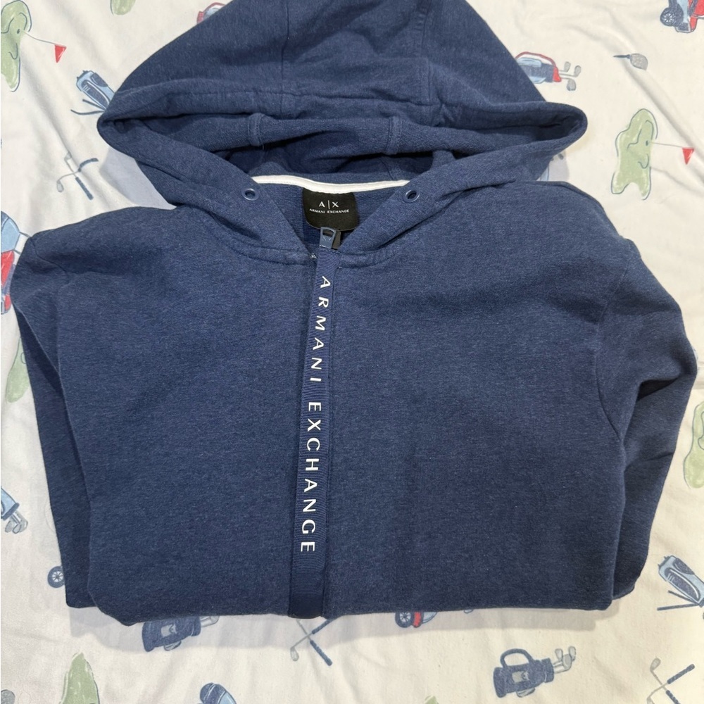 Armani Exchange Men's Dark Blue Hooded Zip-Up Sweater - Picture 10 of 10